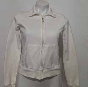 Juicy Couture White Gold Y2K Coquette Collared Full Zip Track Jacket Size M